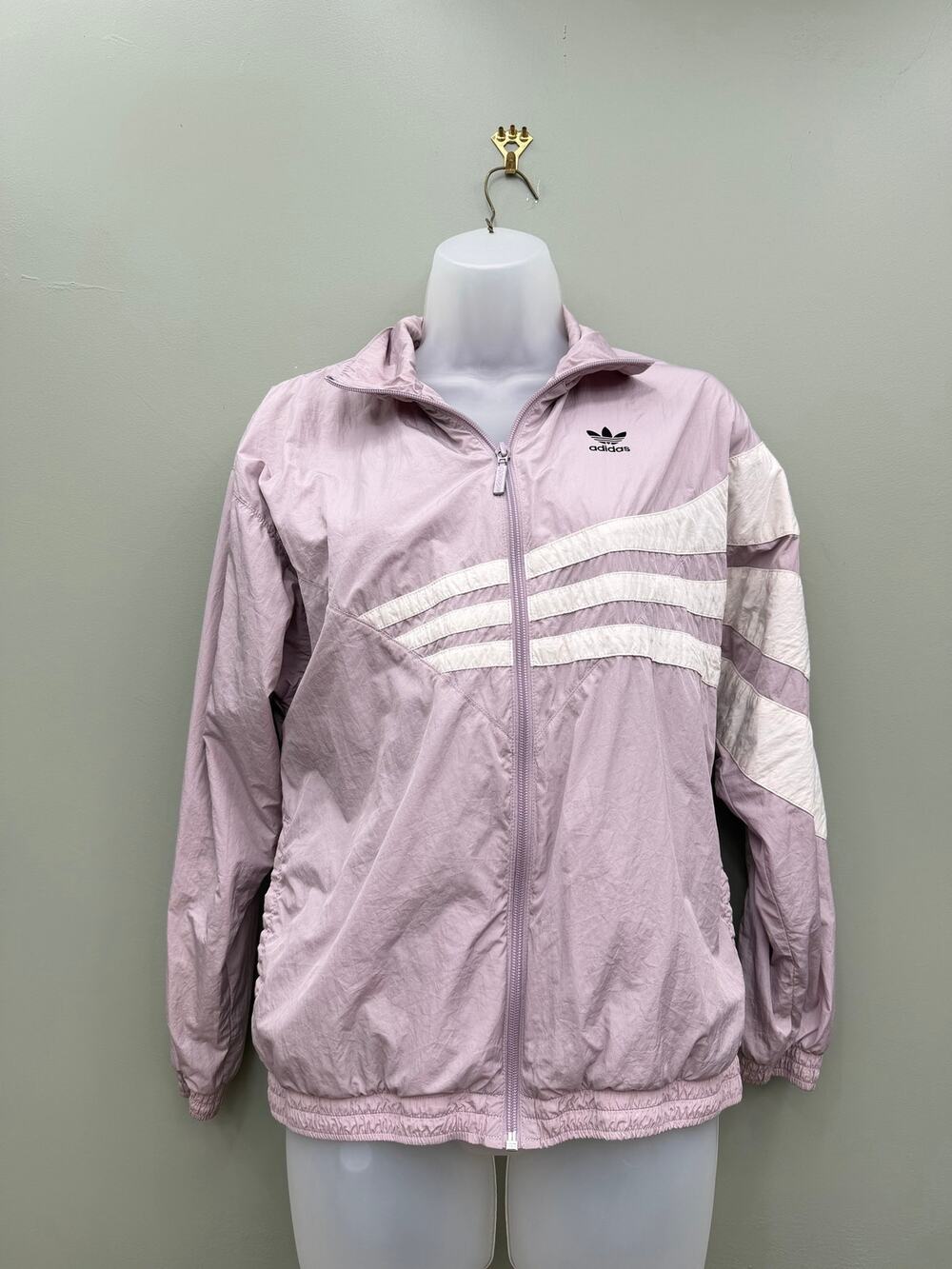 Adidas Originals XS Dusty Pink 3 Stripe Track Jacket Windbreaker Retro